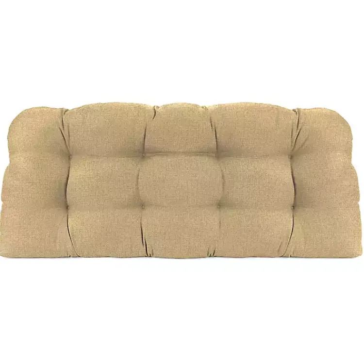 Outdoor Cushions & Pillows-Kirklands Home Beige French Edge Outdoor Wicker Settee Cushion Tan