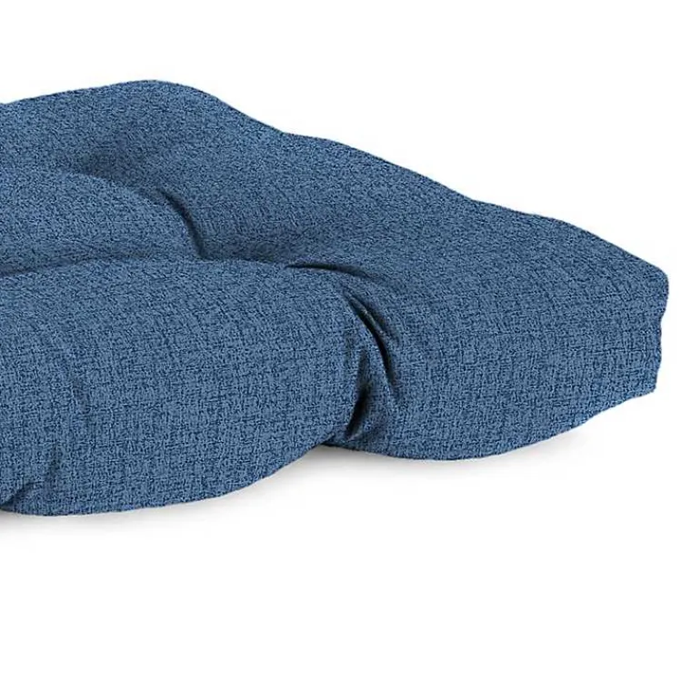 Outdoor Cushions & Pillows-Kirklands Home French Edge Outdoor Wicker Settee Cushion Blue