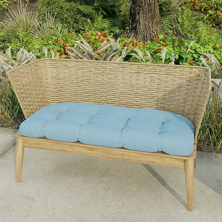 Outdoor Cushions & Pillows-Kirklands Home Chambray French Outdoor Wicker Settee Cushion Blue