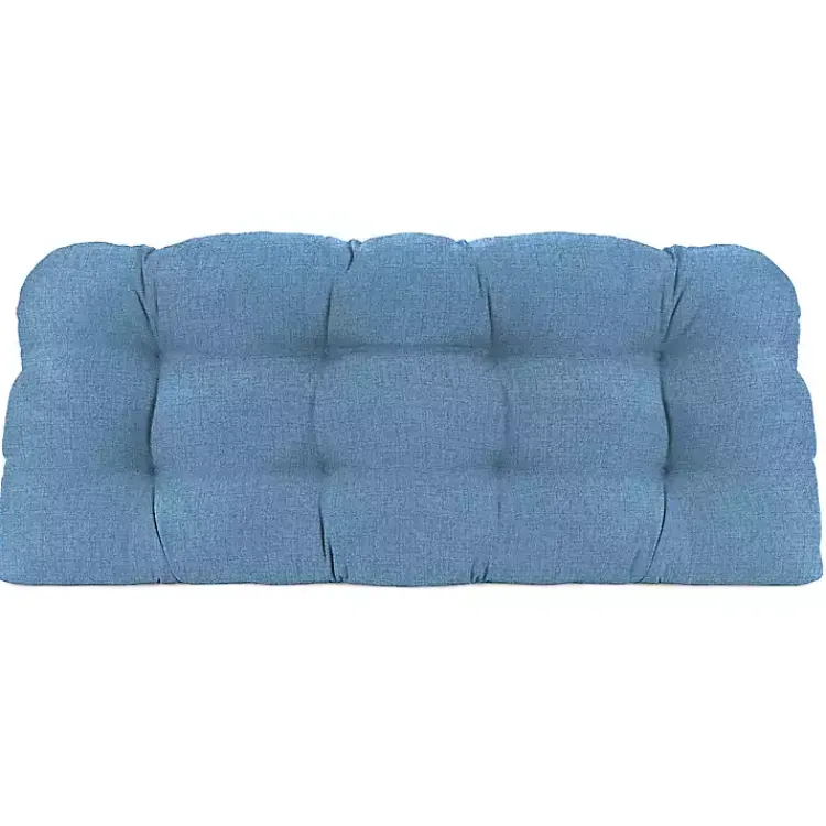 Outdoor Cushions & Pillows-Kirklands Home Chambray French Outdoor Wicker Settee Cushion Blue
