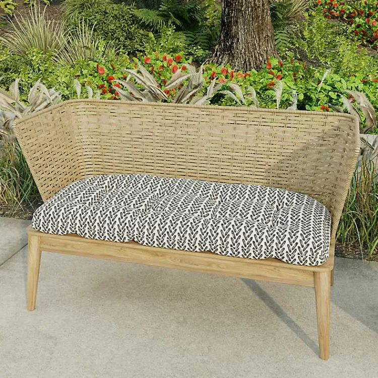 Outdoor Cushions & Pillows-Kirklands Home French Edge Outdoor Wicker Settee Cushion Black