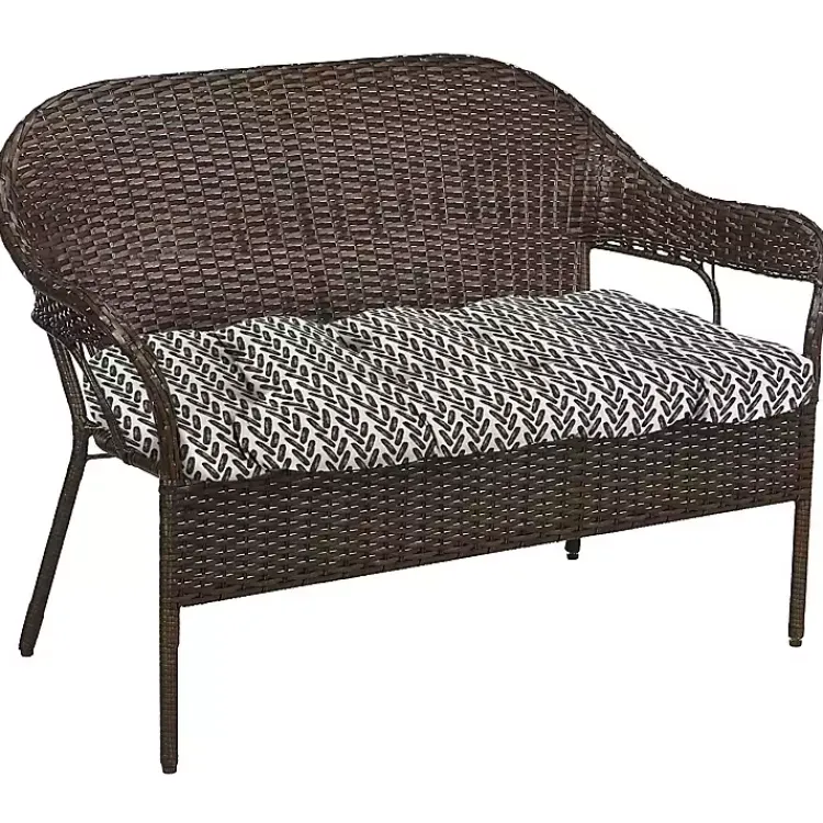 Outdoor Cushions & Pillows-Kirklands Home French Edge Outdoor Wicker Settee Cushion Black