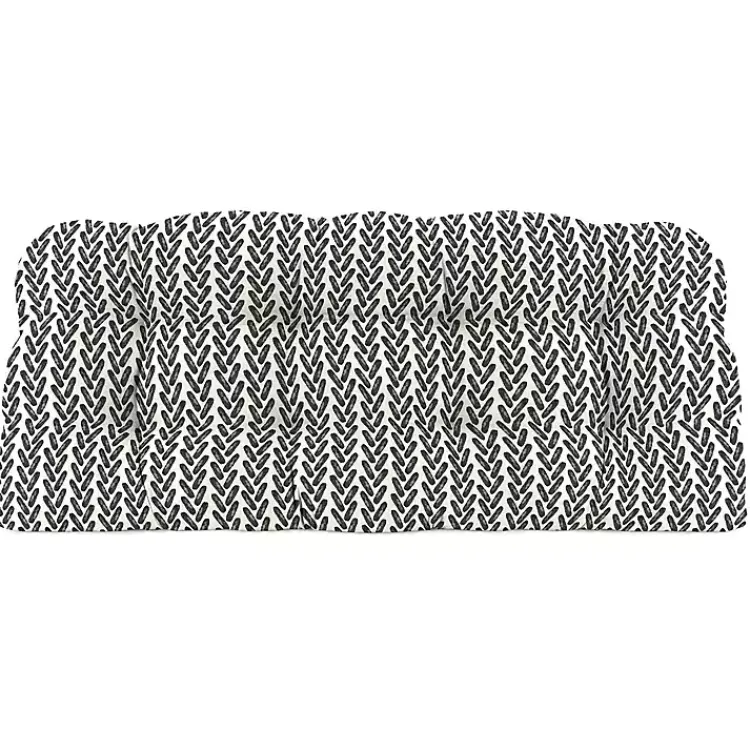 Outdoor Cushions & Pillows-Kirklands Home French Edge Outdoor Wicker Settee Cushion Black