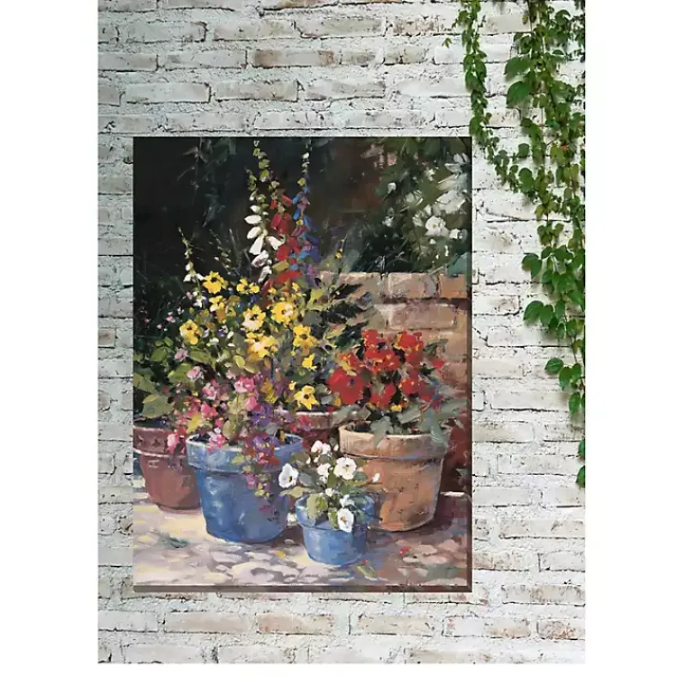 Outdoor Wall Decor-Kirklands Home Potted Flowers Outdoor Canvas Art Print Multi