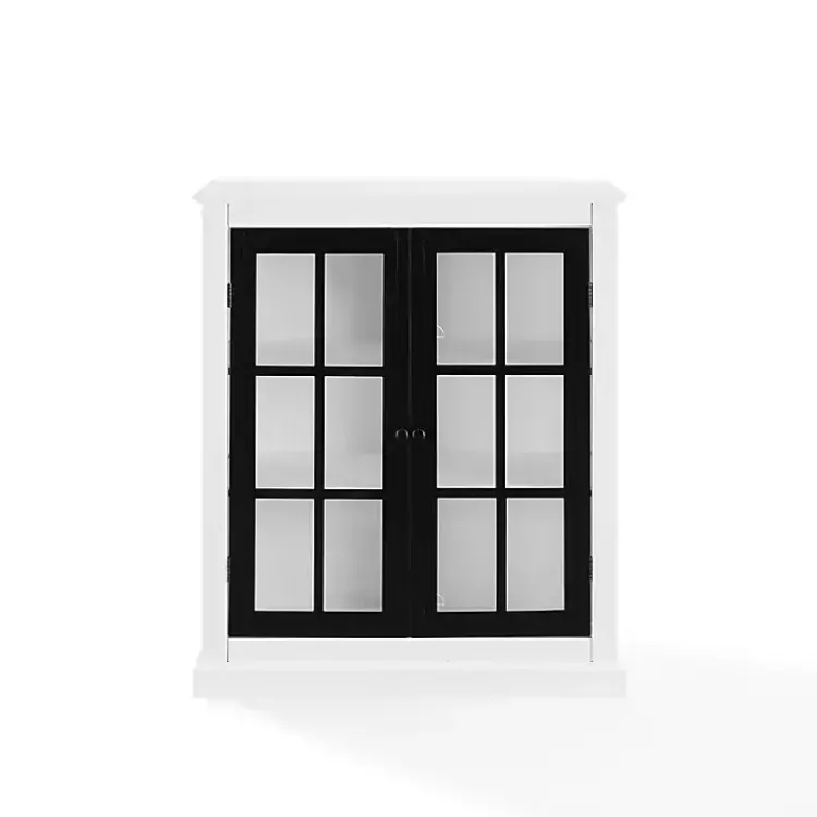 Cabinets & Sideboards-Kirklands Home White and Black Windowpane Doors Cabinet