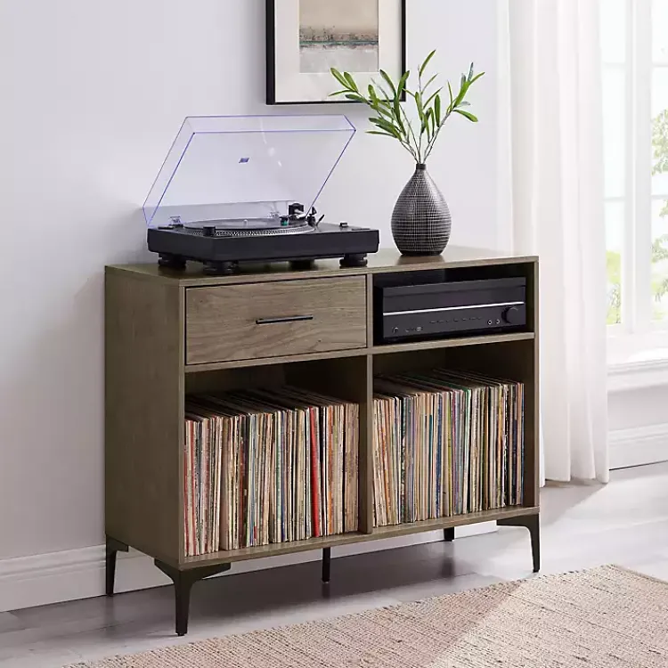 Tv Stands & Media Consoles-Kirklands Home Finn Record Storage Media Cabinet Brown