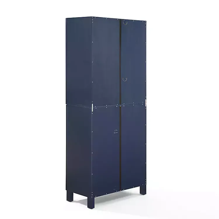 Cabinets & Sideboards-Kirklands Home Tall Navy Triangle 4-Door Wood Cabinet Blue