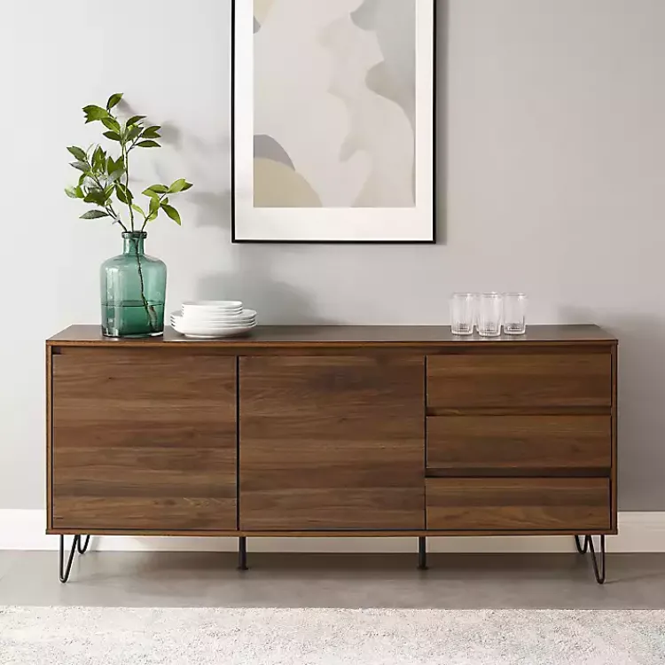 Tv Stands & Media Consoles-Kirklands Home Wood Hairpin Legs Media Cabinet Brown