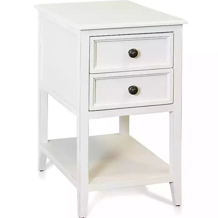 Accent & End Tables-Kirklands Home Eggshell Slim Side Table with Shelf White
