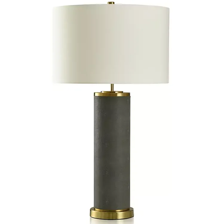 Table Lamps-Kirklands Home Leather and Gold Table Lamp Gray