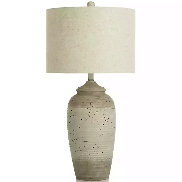 Table Lamps-Kirklands Home Speckled Cream Two-Tone Ridge Table Lamp Tan