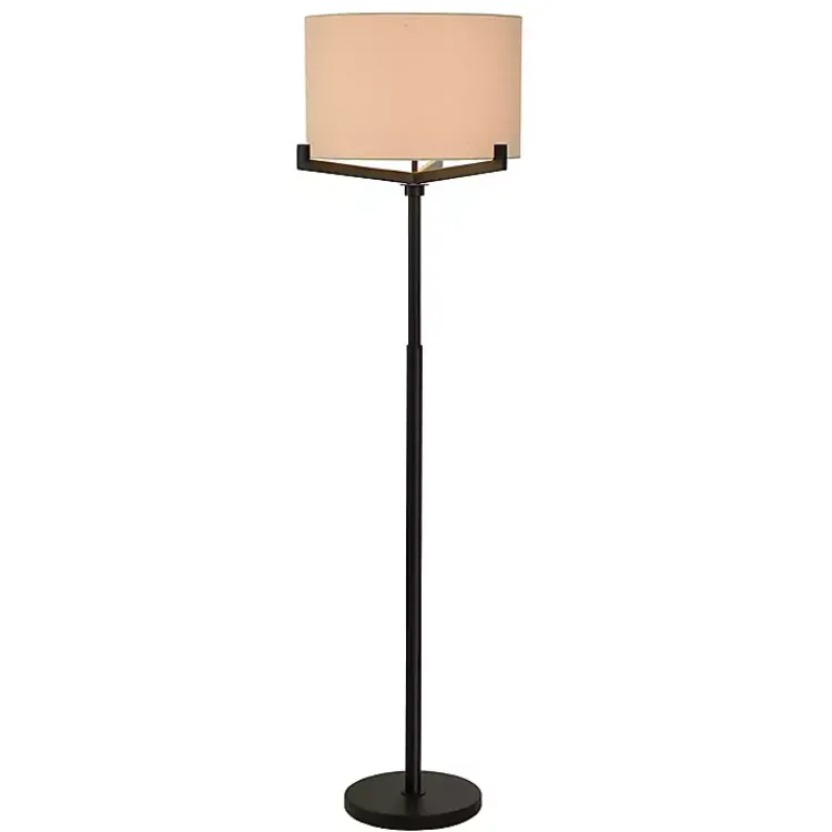 Floor Lamps-Kirklands Home Black Metal Tri-Arm Floor Lamp Tan
