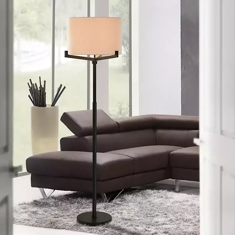 Floor Lamps-Kirklands Home Black Metal Tri-Arm Floor Lamp Tan