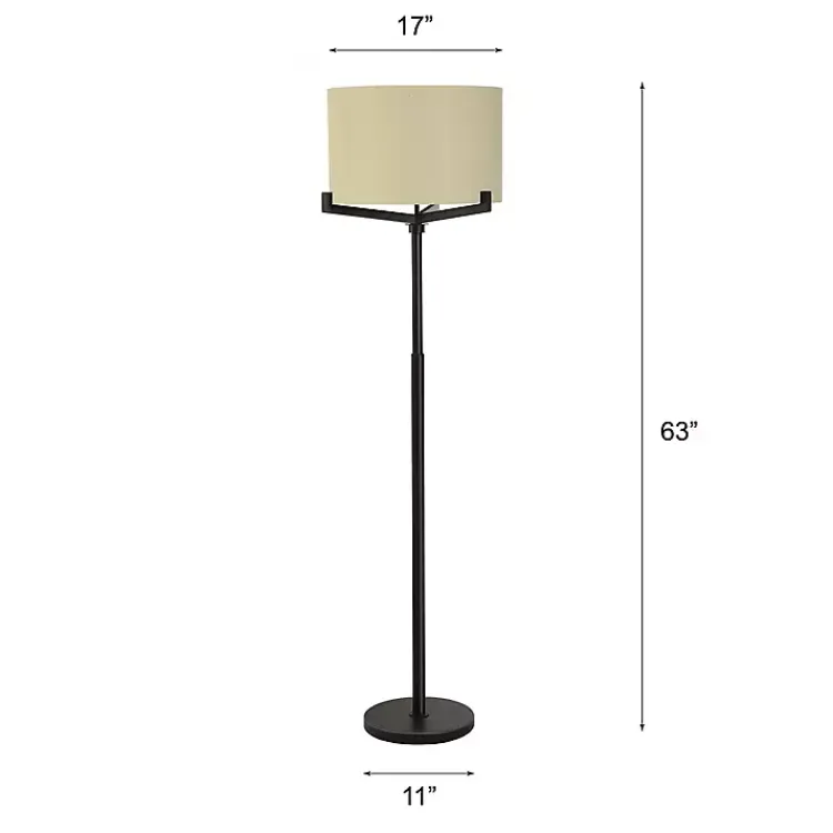 Floor Lamps-Kirklands Home Black Metal Tri-Arm Floor Lamp Tan