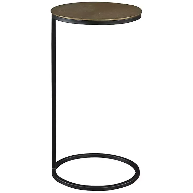 Accent & End Tables-Kirklands Home Round Black and Gold Metal C-Table