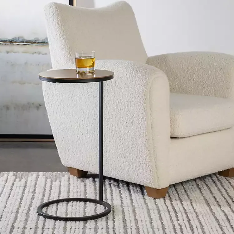 Accent & End Tables-Kirklands Home Round Black and Gold Metal C-Table