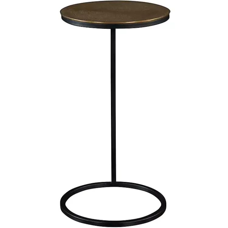 Accent & End Tables-Kirklands Home Round Black and Gold Metal C-Table