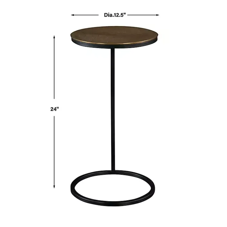 Accent & End Tables-Kirklands Home Round Black and Gold Metal C-Table