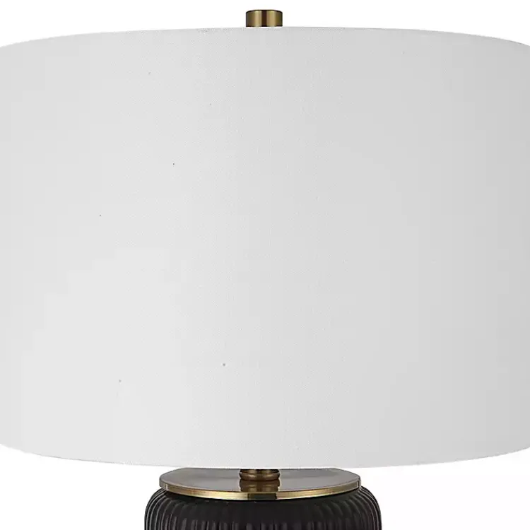 Table Lamps-Kirklands Home Black Ceramic Ribbed Table Lamp White