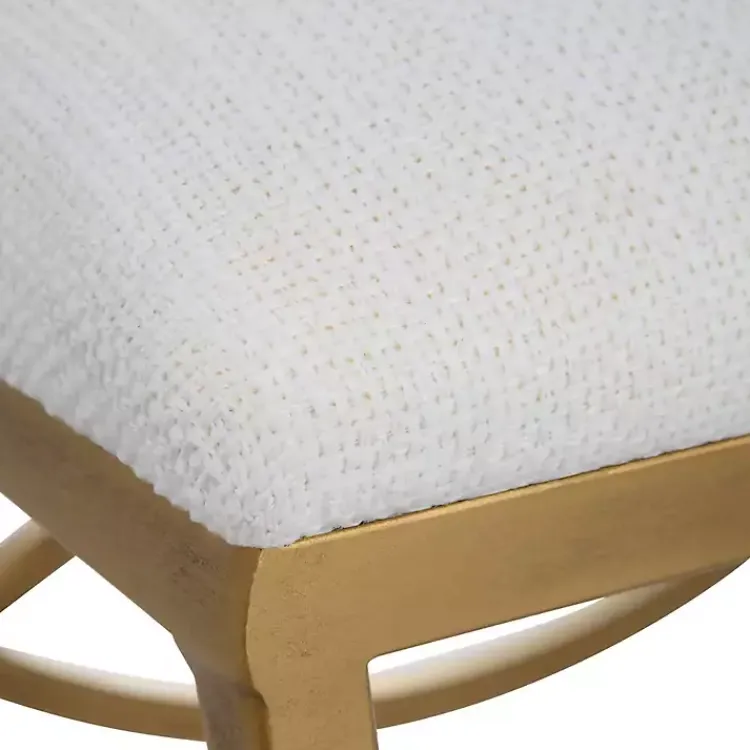 Benches & Ottomans-Kirklands Home Upholstered Gold Metal Arched Frame Bench White