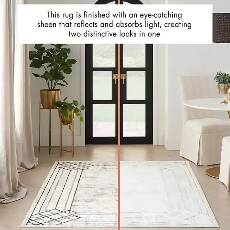 Area Rugs-Kirklands Home Art Deco Bordered Area Rug, 7x9 Ivory