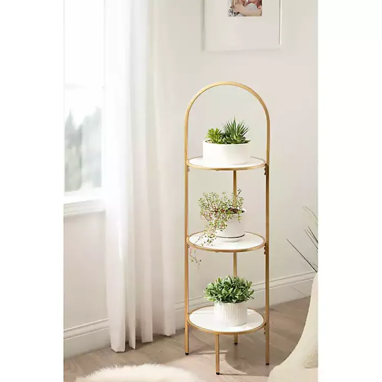 Planters-Kirklands Home Gold Arched 3-Tier Plant Stand