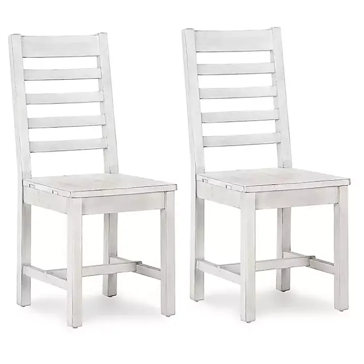 Dining Chairs-Kirklands Home washed Wood Farmhouse Dining Chairs, Set of 2 White