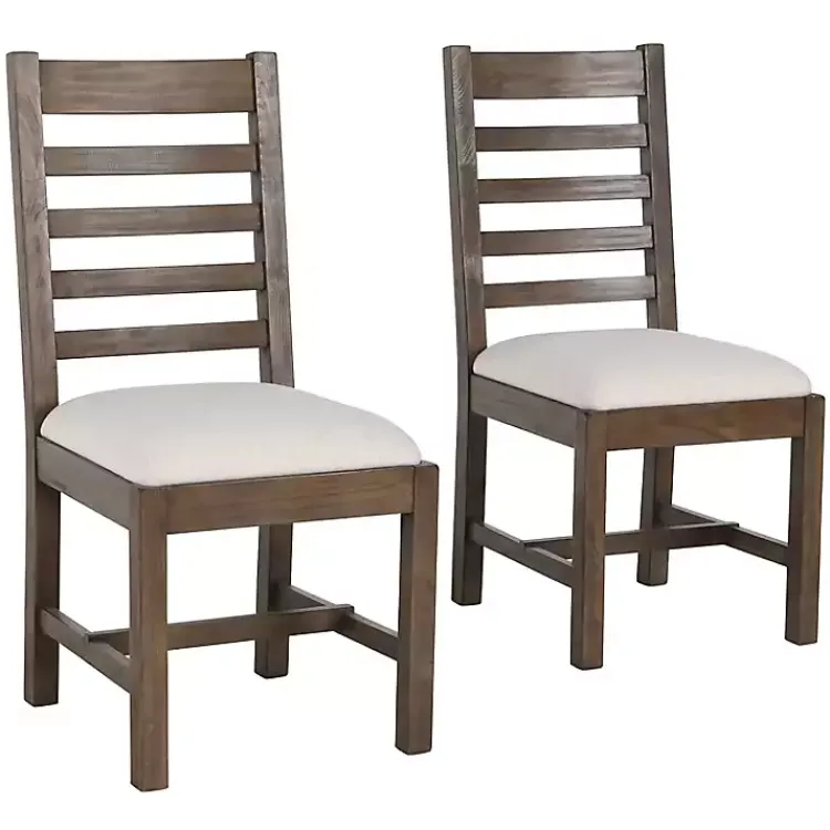 Dining Chairs-Kirklands Home Brown Wood Farmhouse Dining Chairs, Set of 2