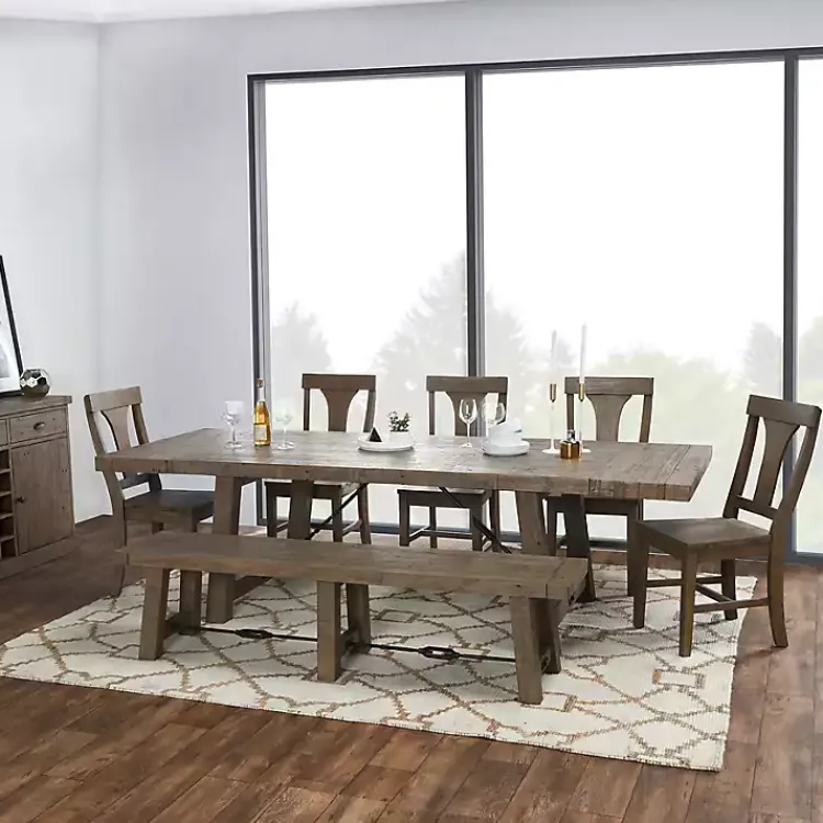 Dining Chairs-Kirklands Home Reclaimed Wood Industrial Dining Bench Brown