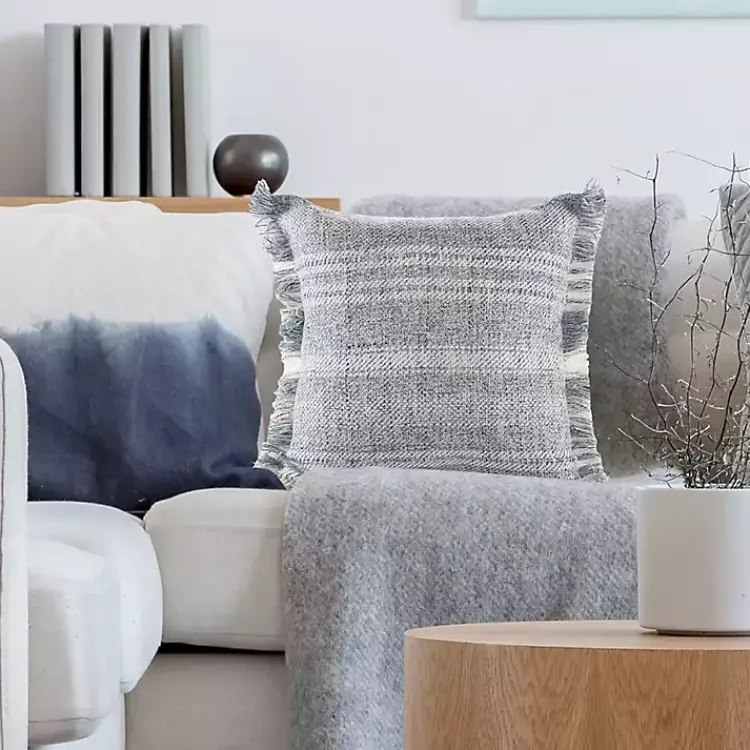 Outdoor Cushions & Pillows-Kirklands Home Denim Contemporary Stripe Outdoor Throw Pillow