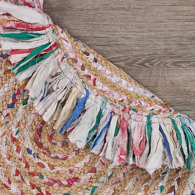 Area Rugs-Kirklands Home Round Multicolor Braided Jute Area Rug, 3x3