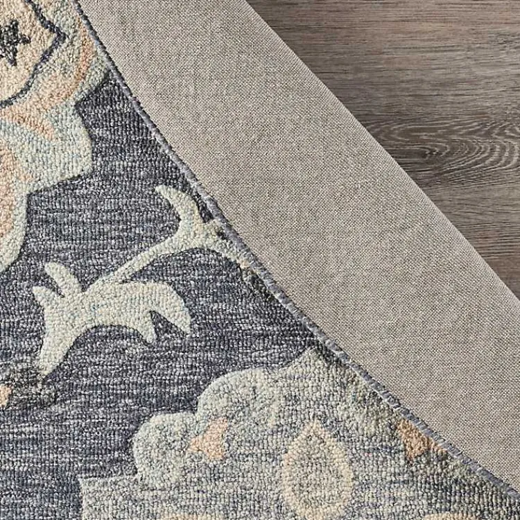 Area Rugs-Kirklands Home Round Geometric Floral Area Rug, 4x4 Blue