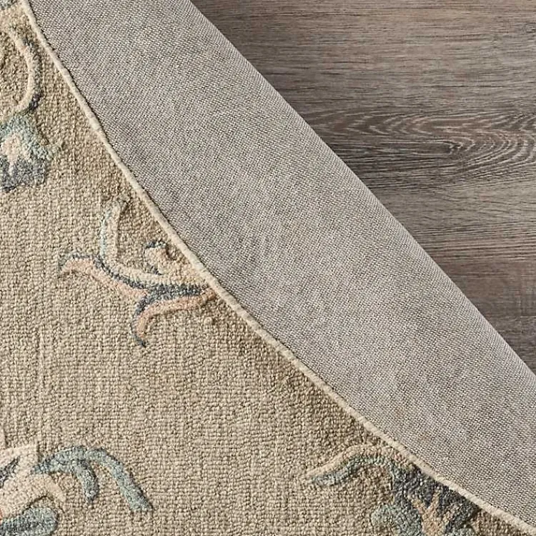 Area Rugs-Kirklands Home Round Traditional Floral Area Rug, 4x4 Gray