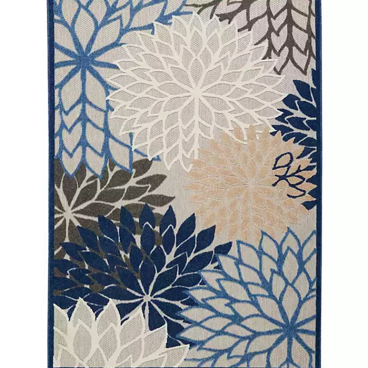 Outdoor Rugs-Kirklands Home Blue Floral Burst Outdoor Area Rug, 6x9