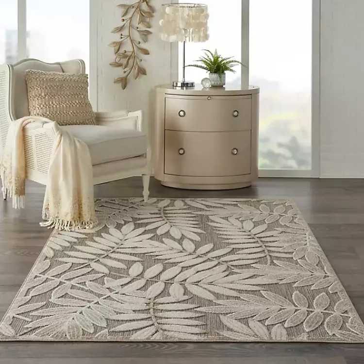 Outdoor Rugs-Kirklands Home Natural Botanical Outdoor Area Rug, 6x9