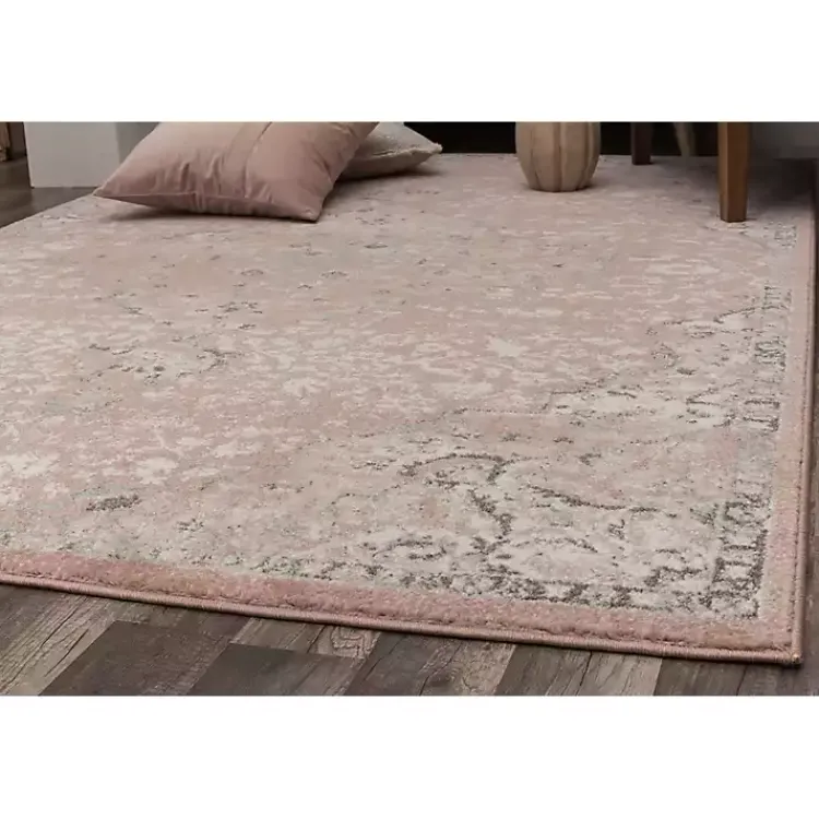 Area Rugs-Kirklands Home Pink Rose Medallion Area Rug, 5x7