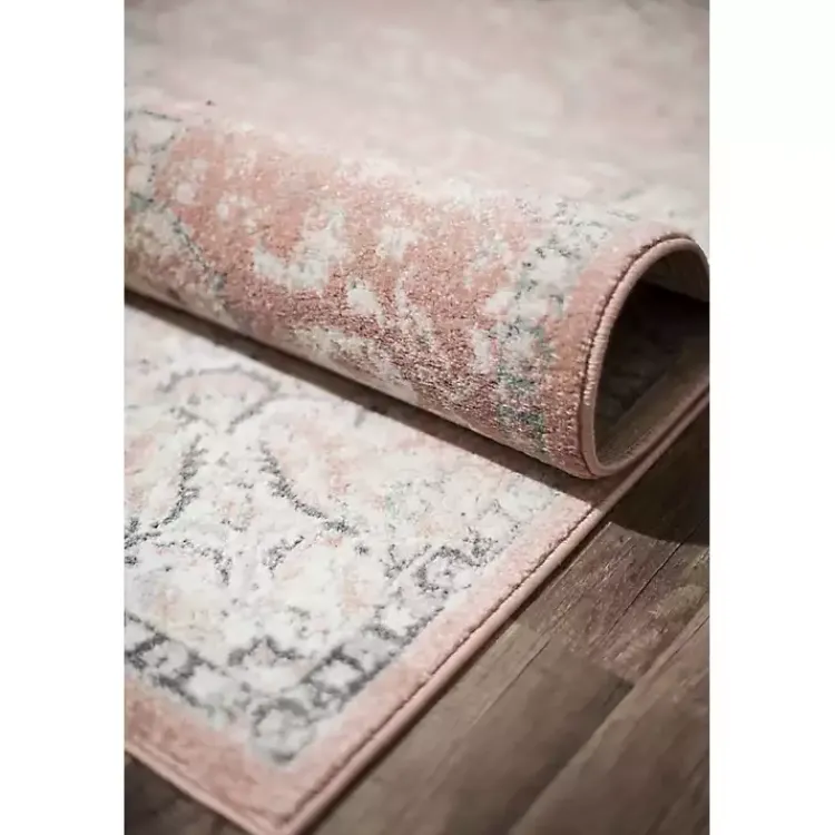 Area Rugs-Kirklands Home Pink Rose Medallion Area Rug, 5x7