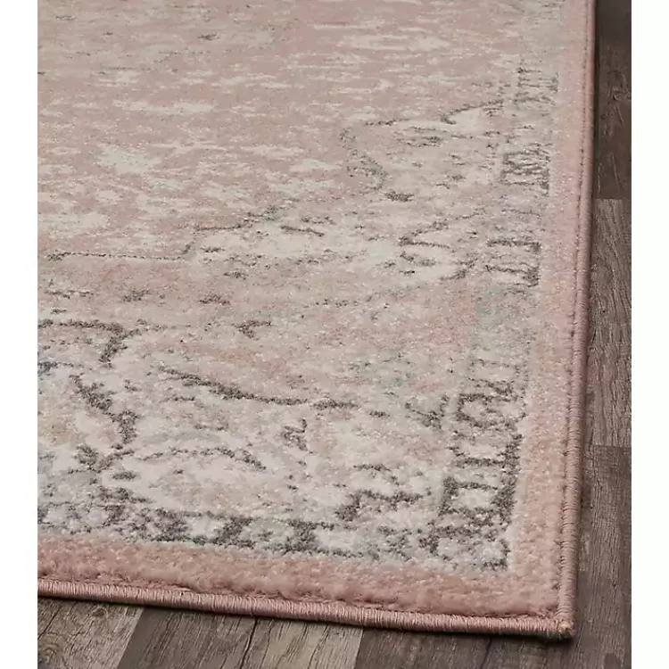 Area Rugs-Kirklands Home Pink Rose Medallion Area Rug, 5x7