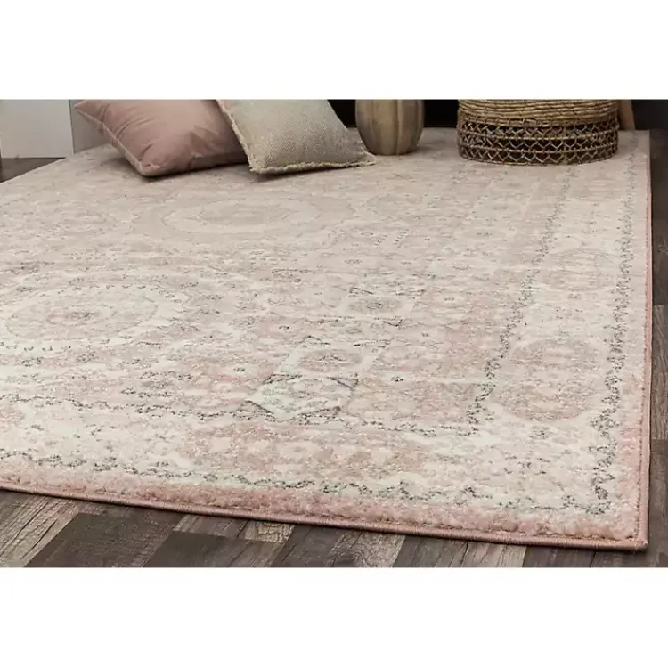 Area Rugs-Kirklands Home Pink Peony Medallion Area Rug, 5x7