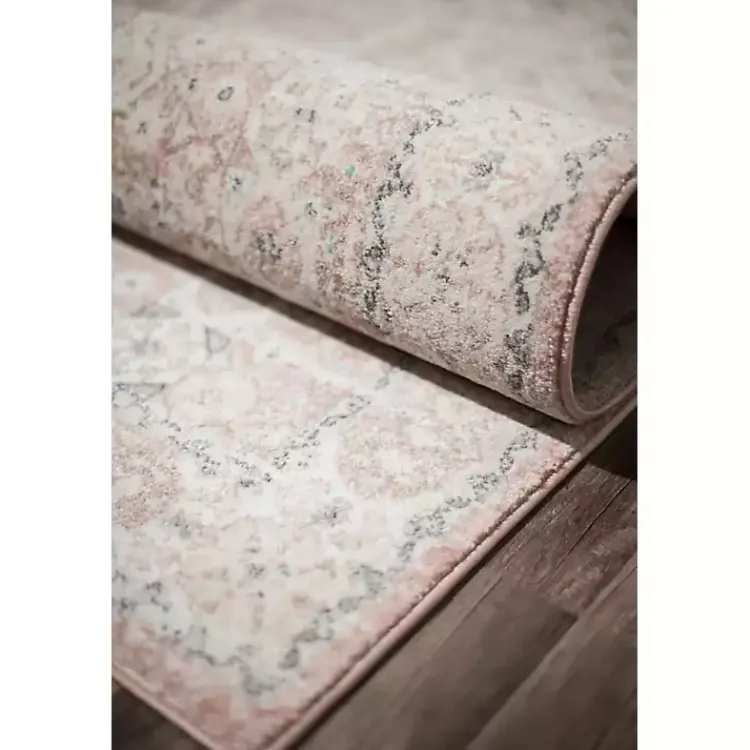 Area Rugs-Kirklands Home Pink Peony Medallion Area Rug, 5x7