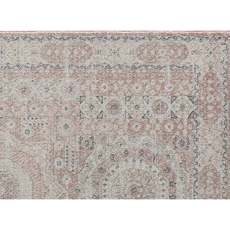 Area Rugs-Kirklands Home Pink Peony Medallion Area Rug, 5x7
