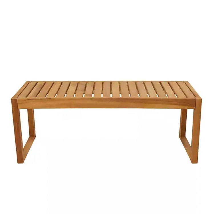 Outdoor Tables-Kirklands Home Teak Wood Slatted Outdoor Coffee Table Brown