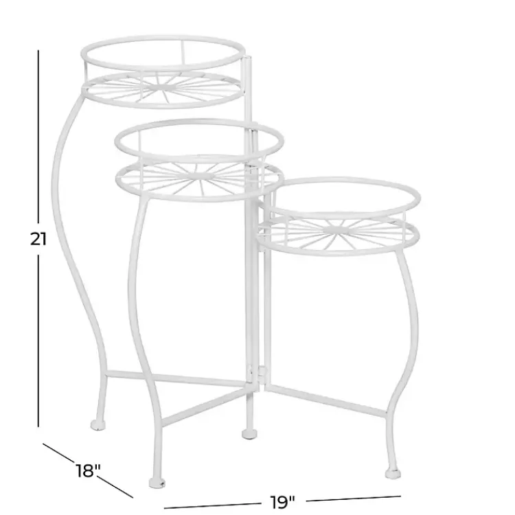 Planters-Kirklands Home Metal Starburst 3-Tier Plant Stand White