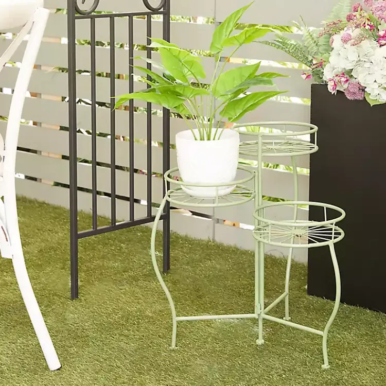 Planters-Kirklands Home Metal Starburst 3-Tier Plant Stand Green