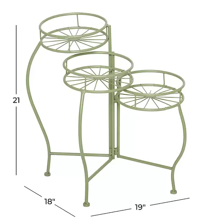 Planters-Kirklands Home Metal Starburst 3-Tier Plant Stand Green