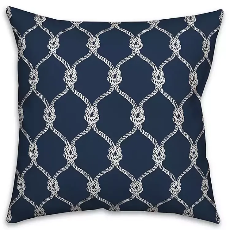Outdoor Cushions & Pillows-Kirklands Home Navy Knots Indoor/Outdoor Pillow Blue