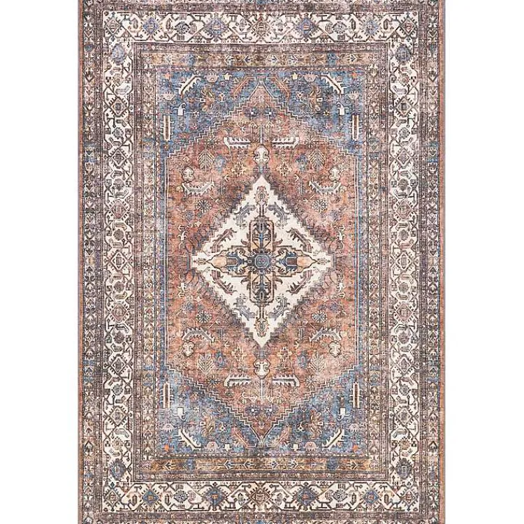 Area Rugs-Kirklands Home Persian Medallion Washable Area Rug, 3x5 Red