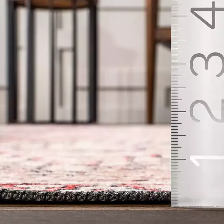 Area Rugs-Kirklands Home Cream & Red Diamond Trellis Washable Area Rug, 7x9