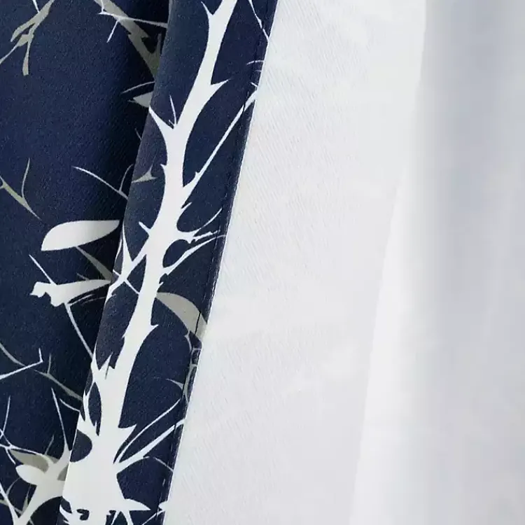 Curtains & Drapes-Kirklands Home Navy Forest Curtain Panel Set, 95 in. Blue