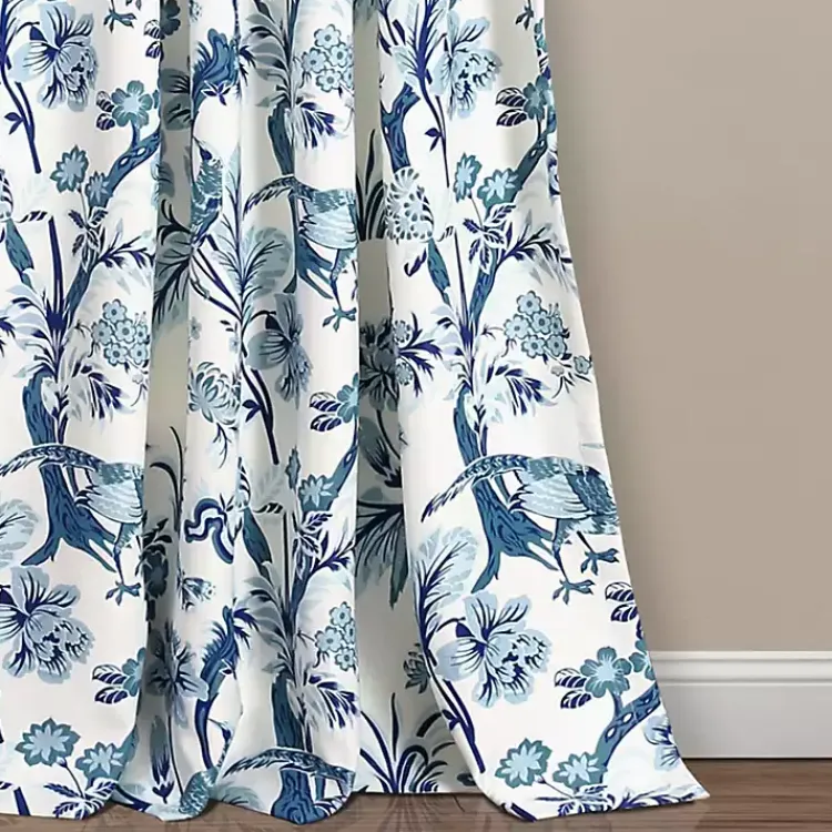 Curtains & Drapes-Kirklands Home Blue and White Dolores Curtain Panel Set, 95 in.